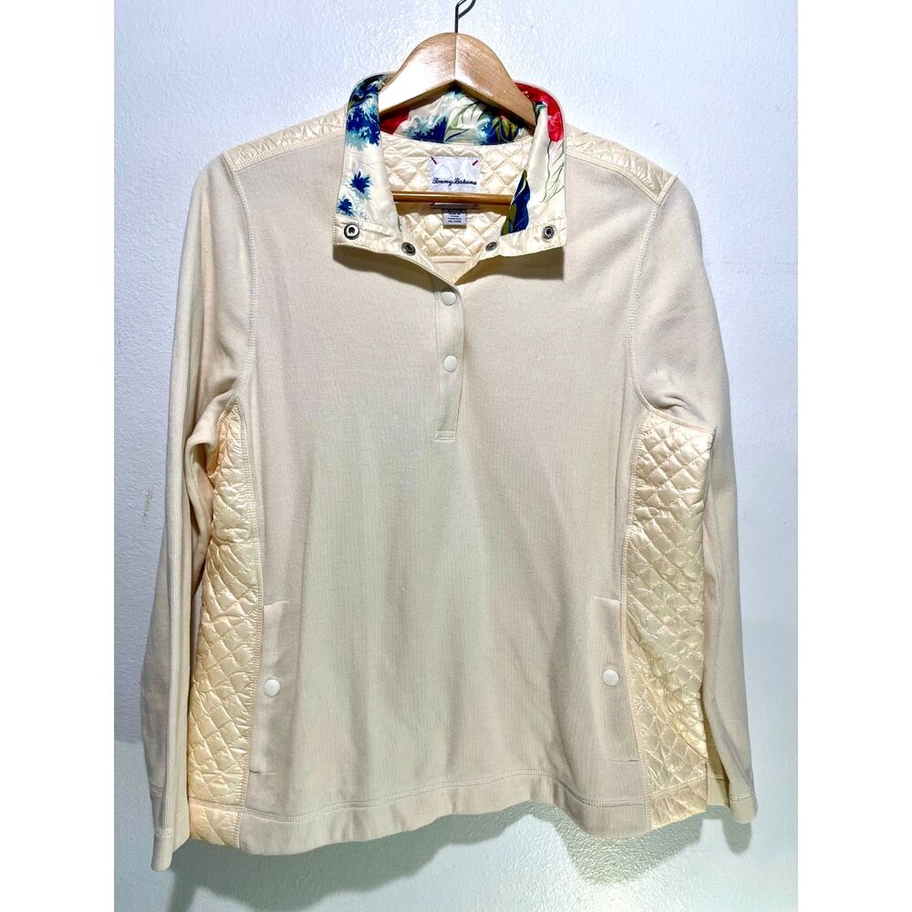 Tommy Bahama sweatshirt sweater half quilted summer vacation beach women XL